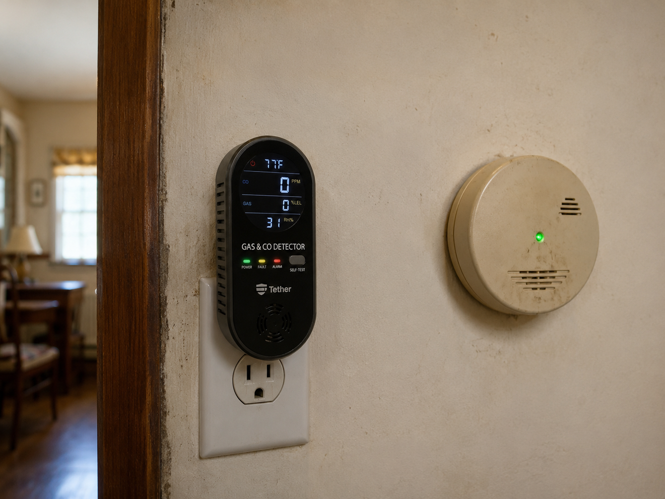 Tether plug-in detector showing 0 beside an existing alarm